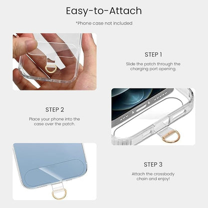 Phone Wrist Strap Metal Phone Chain Lanyard Hand Wristlet Detachable Phones Charm with 3 Tether Tabs with CellPhone Stand Holder Finger Grip Universal for Women Girls Traveling Party Walking Silver