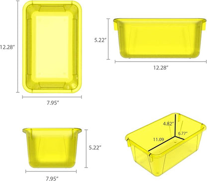 Storex Small Cubby Bins – Plastic Storage Containers for Classroom, 12.2 x 7.8 x 5.1 inches, Candy Yellow, 5-Pack (62476A05C)