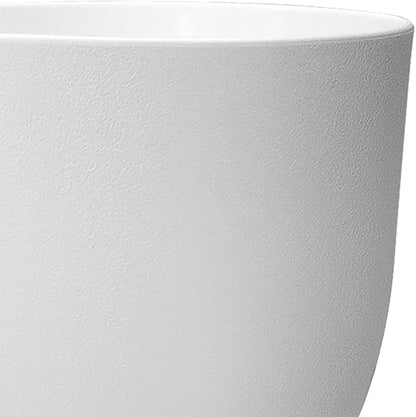 12/10/9 inch Large Plant Pots, 3 Pack Modern Decorative Plastic Planters with Drainage Holes and Saucers, Flower Pots for Indoor Outdoor Plants, White