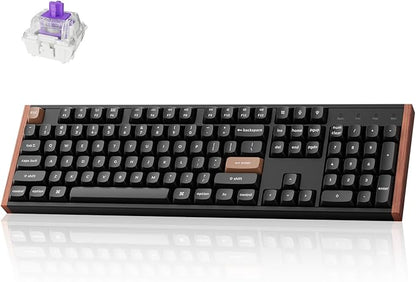 Keychron K10 HE Hall Effect Keyboard Wireless, Magnetic Switch Hot Swappable, Adjustable Actuation Rapid Trigger Mode with Aluminum + Wood Frame, Full-Size Custom RGB for Mac Windows Linux - Black