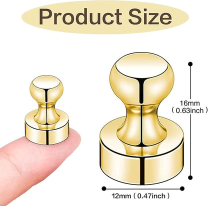 LOVIMAG Fridge Magnets 20Pcs, Magnet for Refrigerator Whiteboard, Gold | Small Strong Neodymium Metal Cute Push Pin for Classroom, Kitchen, Accessories Decorative, Office, Calendar