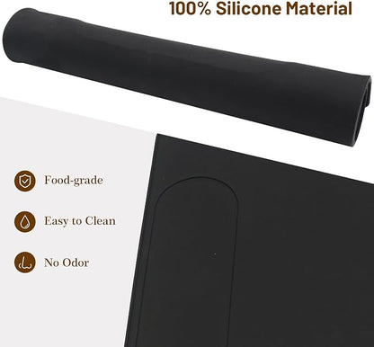 Silicone Mat Under Coffee Machine With Lip Automatic Machines Accessory, Black Multifunctional Rubber Base Mat, 18.9” x 13.8”