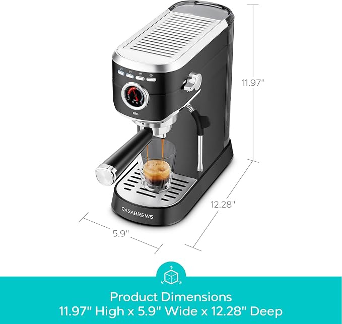 CASABREWS 5418 PRO Espresso Machine, Coffee Maker with Fast Heating System | Brew Ready in 5 seconds, Brews 2+ milk drinks in a row, 20-Bar Pump, Built-in Pressure Gauge, Pro Steam Wand for Lattes