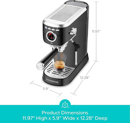 CASABREWS 5418 PRO Espresso Machine, Coffee Maker with Fast Heating System | Brew Ready in 5 seconds, Brews 2+ milk drinks in a row, 20-Bar Pump, Built-in Pressure Gauge, Pro Steam Wand for Lattes