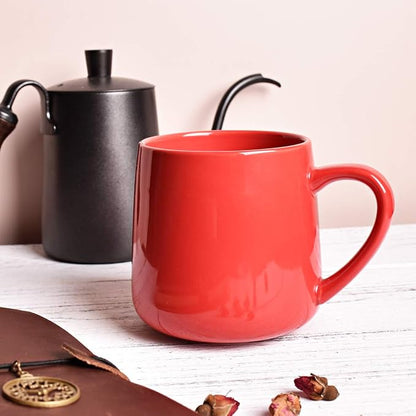 Bosmarlin Glossy Ceramic Coffee Mug, Tea Cup for Office and Home, 18 oz, Suitable for Dishwasher and Microwave(Red, 1)