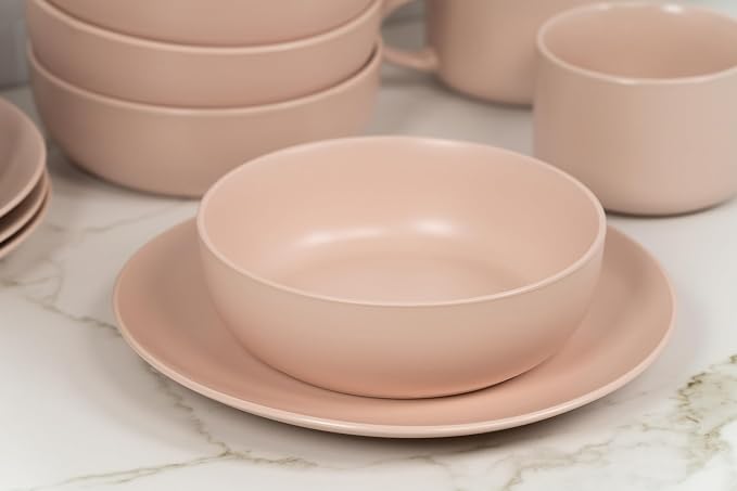 10 Strawberry Street Wazee Matte Coupe Dinnerware, Bowl, Blush, Set of 6