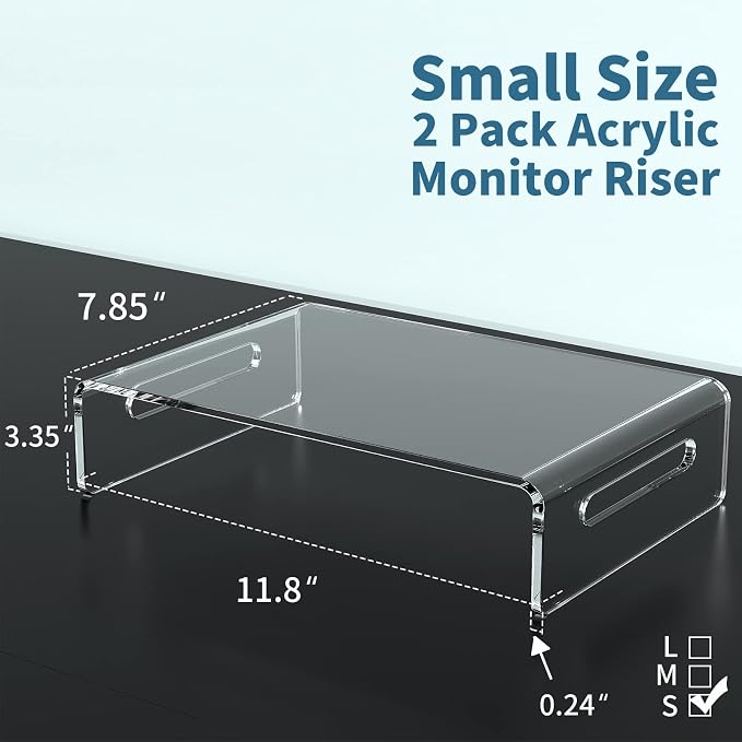 Zimilar 2 Pack Monitor Stand Riser, Acrylic Monitor Stand for Computer, Laptop, Printer, Notebook, Premium Clear Laptop Stand Acrylic Monitor Riser for Home Office, Monitor Stands for 2 Monitors | Laptop, Printer, Notebook, Premium Clear Laptop Stand A...