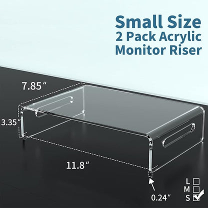 Zimilar 2 Pack Monitor Stand Riser, Acrylic Monitor Stand for Computer, Laptop, Printer, Notebook, Premium Clear Laptop Stand Acrylic Monitor Riser for Home Office, Monitor Stands for 2 Monitors | Laptop, Printer, Notebook, Premium Clear Laptop Stand A...