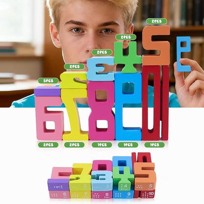 rytopt Wooden Number Building Blocks, 20Pcs Digital Building Blocks from 1 to 10, Easter, Party Favors, Stocking Stuffers, Classroom Must Haves, Back to School Supplies, School Supplies