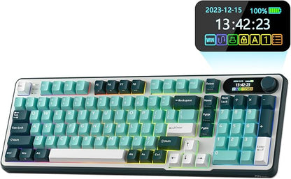 RK ROYAL KLUDGE S98 Wireless Mechanical Keyboard w/Smart Display & Knob | 96% RGB Wireless Gaming Keyboard BT/2.4G/USB-C, Hot Swappable Custom Keyboards, Creamy Sound Silent Computer Keyboard
