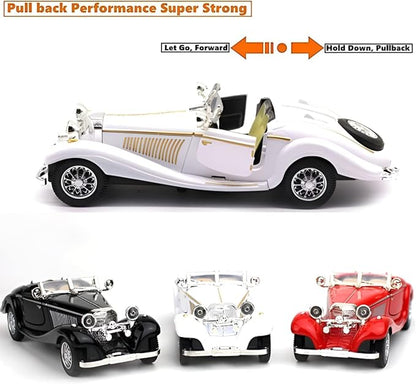 1:28 Scale Pullback Diecast Metal Antique Classic Model Cars Collectible Toy Gifts (White,Length 6.5in/16.8cm)