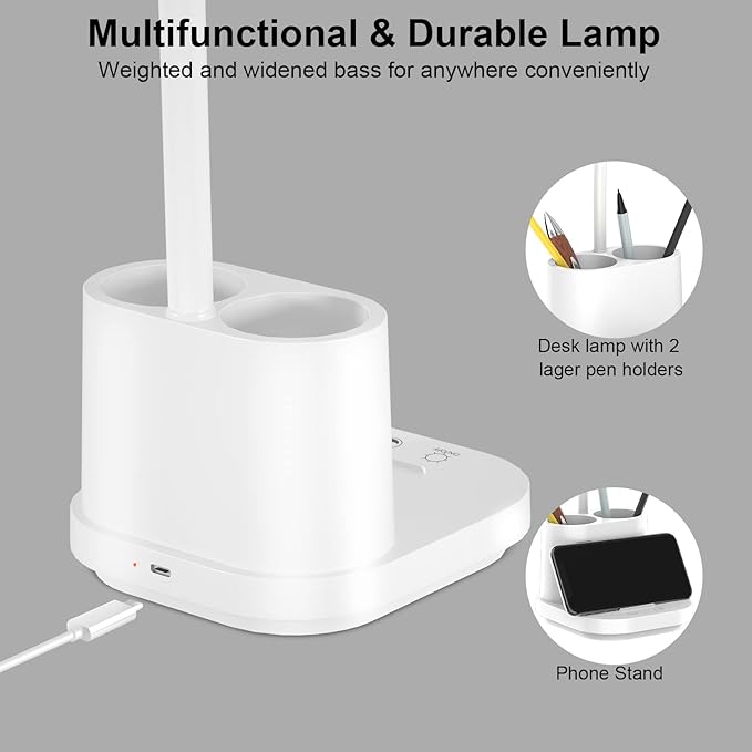 DEEPLITE Desk Lamp,Battery Operated Desk Lamps for Home Office, Rechargeable Desk Study Light for Dorm, 800 Lm, 3 Lighting Modes, CordlessTable Lamp with Pen Holder, Eye-Caring Reading Lamp.
