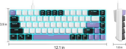 MageGee Portable 60% Mechanical Gaming Keyboard, MK-Box LED Backlit Compact 68 Keys Mini Wired Office Keyboard with Red Switch for Windows Laptop PC Mac - White/Purple