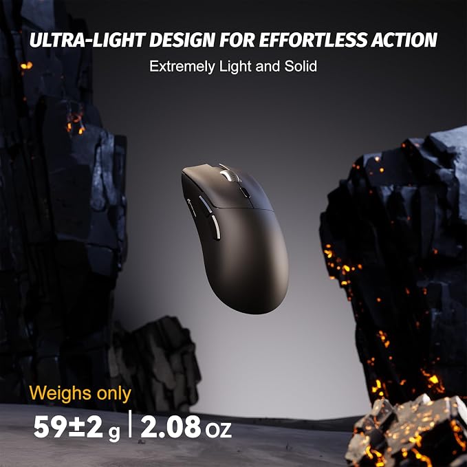 ATTACK SHARK X68 HE 60% Wired RT 8K Keyboard and Wireless R1 Mouse-Black | Adjustable Actuation,Hall Effect Mechanical Magnetic Switch,Coiled Cable,USB C/2.4Ghz/BT Ultralight 18K DPI Mice for PC Gamer