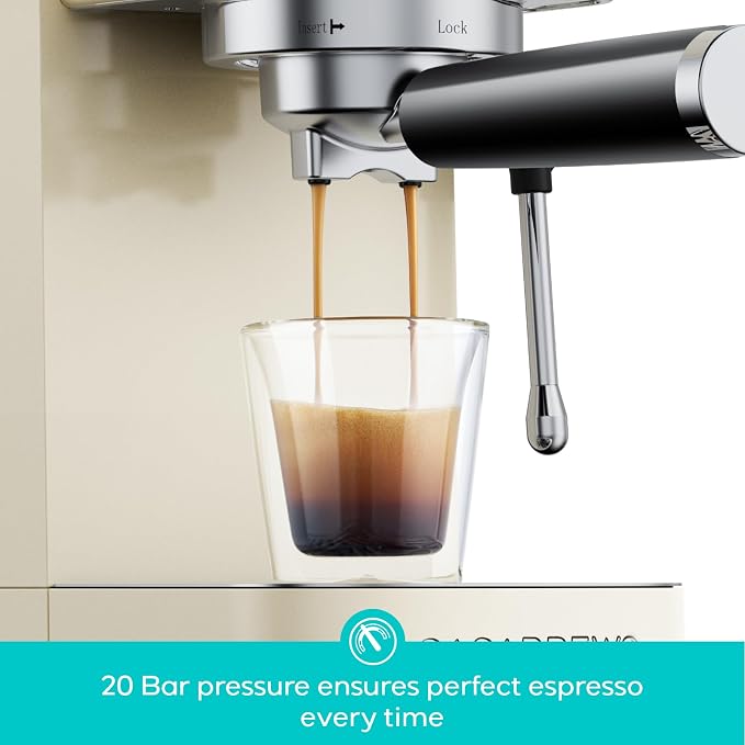 CASABREWS 3700 Essential Espresso Machine, Stainless Steel Espresso Maker | 20-Bar Italian Pump, Powerful Steam Wand, 43.9oz Removable Water Tank, Compact Espresso Maker for Home, Cappuccino & Latte
