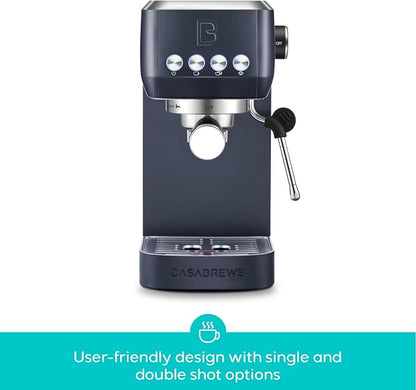 CASABREWS 3700 Essential Espresso Machine, Stainless Steel Espresso Maker | 20-Bar Italian Pump, Powerful Steam Wand, 43.9oz Removable Water Tank, Compact Espresso Maker for Home, Cappuccino & Latte