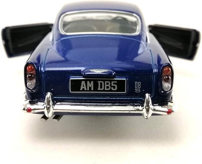 Sport Racing Classic Model Car Die-Cast 1:38 1963 Aston Martin DB5 Blue Color Toy Collection Pull Back Open Door Hobby Collectible