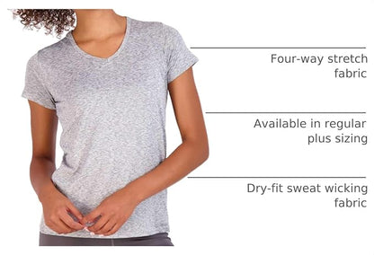 5 Pack Women's Dry Fit V Neck Workout Tops T Shirts Athletic Gym Yoga Tees | Available In Plus Size, Cooling Moisture-Wicking, Short Sleeve, Quick-Dry, Fitness, Stretch, Exercise, Running, Hiking
