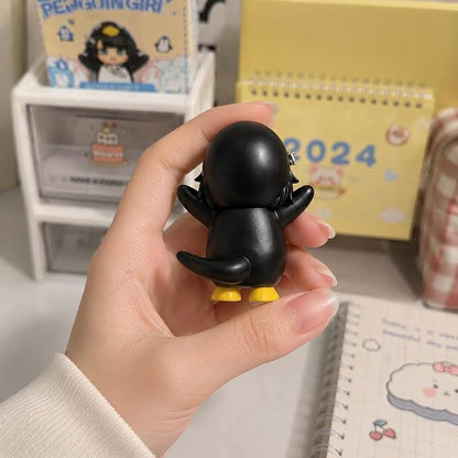 2.3in Anime gugugaga Penguin Figure Cute Penguin Costume Girl PVC Collectible Statue Kawaii Desktop Ornament for Desk Shelf Car Dashboard