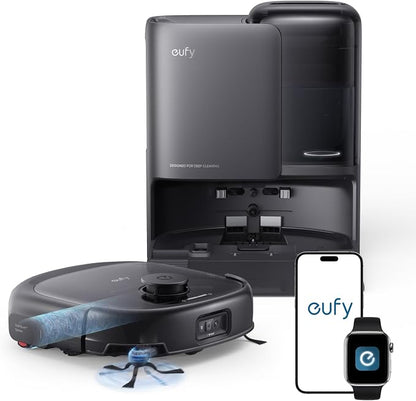 eufy E25 Robot Vacuum and Mop Combo, 20,000 Pa, HydroJet Roller Mop | Extendable Side Brush, Zero-Tangle Design, All-in-One Station, AI Obstacle Avoidance, Edge-to-Corner Cleaning