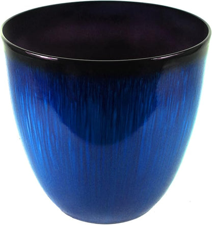 Gardener Select® Egg Planter, Modern Indoor & Outdoor Decorative Flower Pot, 16.8in Diam x 18in H - Blue