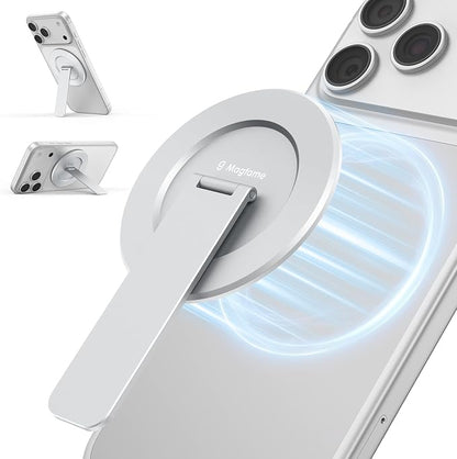 Magnetic Phone Stand for Magsafe, Ultra-Slim Snap-on Phone Holder Kickstand,180° Adjustable Angle Damping Design Cellphone Grip, Silver