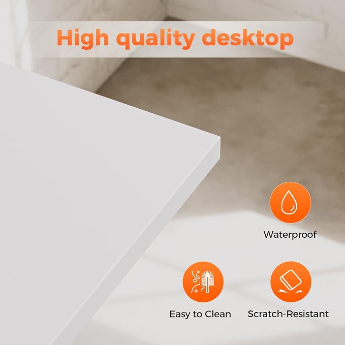 Mericonia 32x16 Inch Computer Desk with Wheels, Small Simple Rolling Desk | Writing Table for Home Office Bedroom Work Study, White