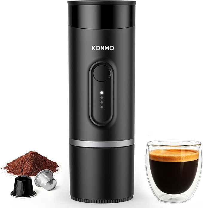 Portable Espresso Machine for Travel, Mini Coffee Maker Works with Capsules & Ground Coffee, USB-C Rechargeable for Outdoor Camping Car RV Business Trips