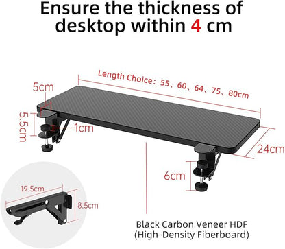 Sisyphy Ergonomics Desk Extender Tray, 25.2x9.5" Punch-Free Clamp on, Foldable Keyboard Drawer Tray, Table Mount Arm Wrist Rest Shelf, Computer Elbow Arm Support