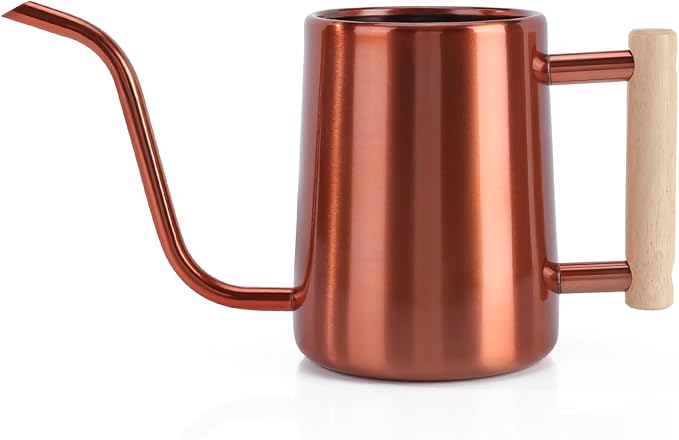 Watering Can Indoor Plants, 35 oz/1000 ml Metal Stainless Steel Watering Can Pot with Long Spout for Indoor House Plants Bonsai Outdoor Garden Flower Decorative (Copper)