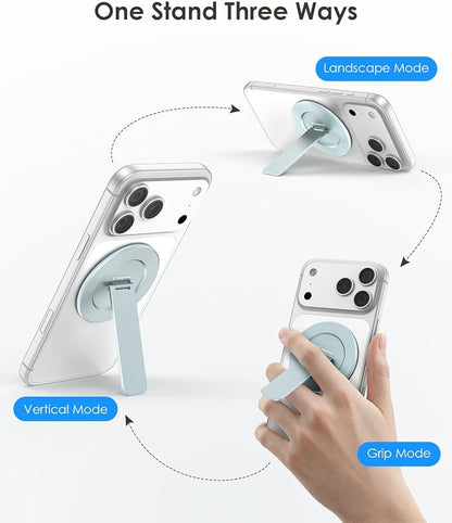 Magnetic Phone Stand for Magsafe, Ultra-Slim Snap-on Phone Holder Kickstand,180° Adjustable Angle Damping Design Cellphone Grip, Blue