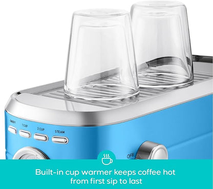 CASABREWS CM5418 Espresso Machine, Espresso Coffee Maker with Steam Wand | Stainless Steel, 20-Bar Pump, Built-in Pressure Gauge, Powerful Steam Wand for Cappuccino Latte for Home, 34oz Water Tank
