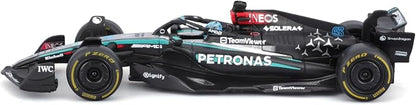 Bburago 1:43 Scale 2024 Formula Race Mercedes W15 Diecast Vehicle with Helmet, Russell #63