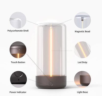 Mini Minimalist Table Lamp Cordless LED Desk Lamp Rechargeable Modern Night Lights Portable Nightstand Lamps Unique Ambient Light Mood Lighting for Bedroom, Beside, Nursery