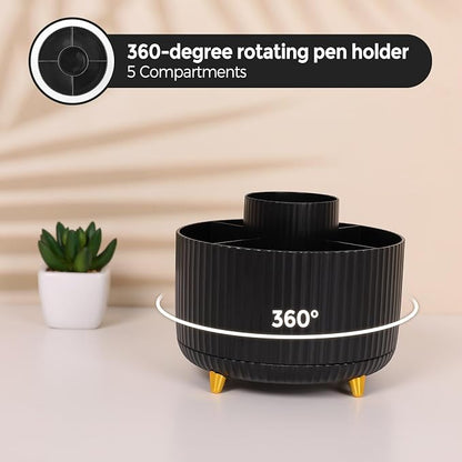 SKYDUE Black Office Supplies, Black Office Desk Accessories 10PCS, Pencil Holder for Desk, Stapler, Tape Dispenser, Scissors, Ruler, Clips and 1000pcs Staples, Desk Supplies Set