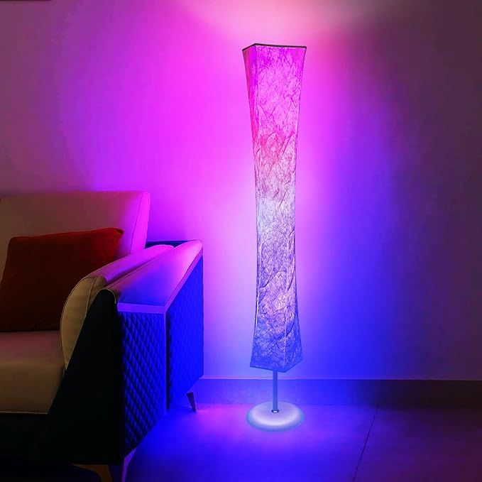 WORLD WIN Floor Lamp, 61'' Smart RGB LED Corner Lamp with Music Sync and 16 Million DIY Colors, 3 Color Temperature, APP & Remote Control, Color Changing Standing Floor Lamp with Stand