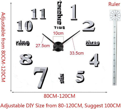 FASHION in THE CITY New 3D DIY Mirror Surface Wall Clocks Modern Design Living Room Decorative Wall Watches … (Red)