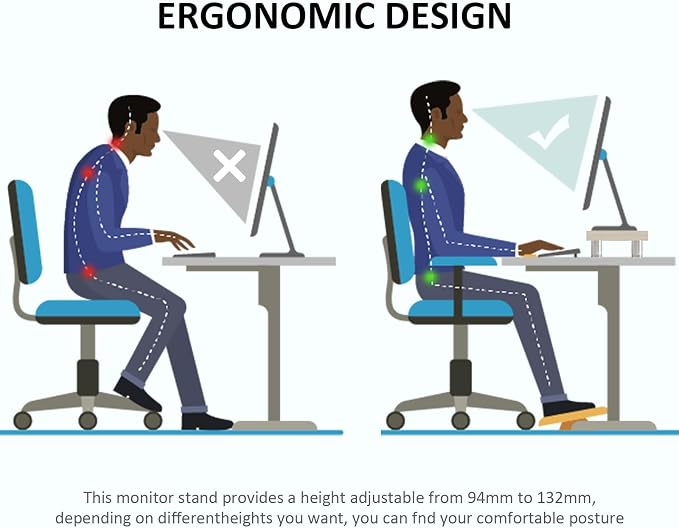 AX Waber Dual Monitor Riser - Adjustable Length & Angle, Wooden Stand for 2 Monitors with Storage