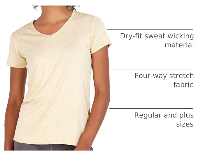 5 Pack Women's Dry Fit V Neck Workout Tops T Shirts Athletic Gym Yoga Tees | Available In Plus Size, Cooling Moisture-Wicking, Short Sleeve, Quick-Dry, Fitness, Stretch, Exercise, Running, Hiking