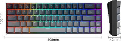MageGee Portable 60% Mechanical Gaming Keyboard, RGB Backlit Compact 68 Keys Mini Wired Office Keyboard with Red Switches for Laptop PC Mac - Gradient Black