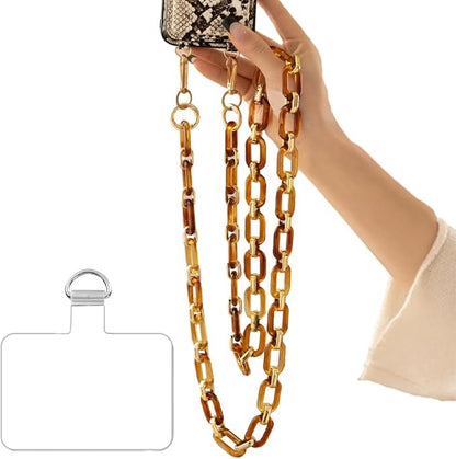 Phone Crossbody Chain Cell Phone Lanyard,Acrylic Shouder Strap Universal Cellphone Chain Strap with Tether Patches Compatible with Most Phones Bag Purse