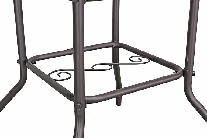 Garden Elements Outdoor Patio Furniture, Round Dining Table, Steel Base and Rim with Water-Wave Glass Top, Brown, 40"