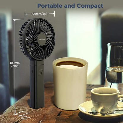 EasyAcc Personal Fans Portable Rechargeable, Washable Guard + Powerful + 180°Foldable + Professional ODM Fan + Durable, 4 Speeds Portable Cooling Fan for Travel Outdoor Office