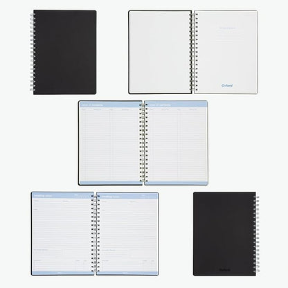 Oxford Meeting Notebook, Undated, Customizable Work Notes, Spiral Bound, Black Cover, Heavyweight 32 lb. White Paper, 7.5" x 10", 160 Pages (63830)