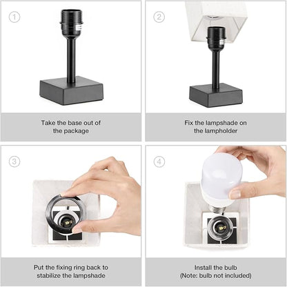 aooshine Small Bedside Table Lamp for Bedroom - Square Cream Fabric Shade | Inline Rocker Switch, Corded Electric, Bulb Not Included, 12.8" Mini Table Lamp for Nightstand, Desk, Dorm, Office
