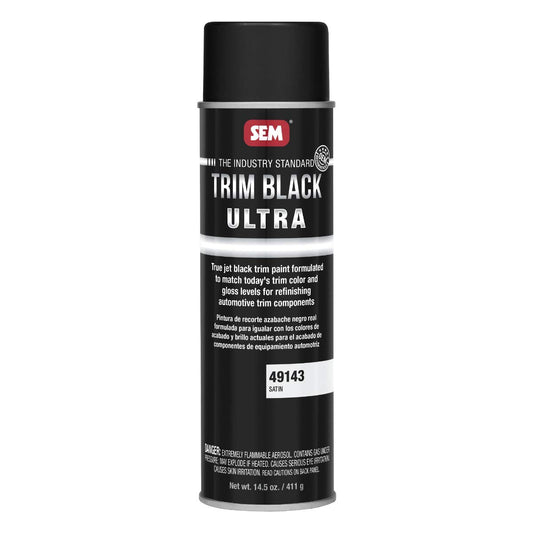 SEM 49143 Trim Black Ultra, Black Spray Paint with Satin Finish| Designed for Plastic, Aluminum, Steel and Stainless Steel, 14.5