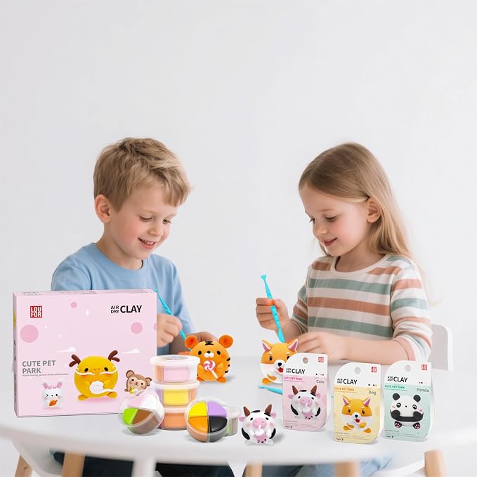 Air Dry Clay for Kids - Modeling Clay Kits, Ultra Light & Soft, Safe & Non-Toxic, 12 Boxes DIY Model Magic Clay with Sculpting Tools & Tutorials, Individual Packs, Creative Art Crafts Toys Gifts