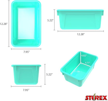 Storex Small Cubby Bins – Plastic Storage Containers for Classroom, 12.2 x 7.8 x 5.1 inches, Class Teal, 5-Pack (62420A05C)