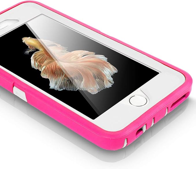 AICase iPhone 6 Case, iPhone 6S Case [Heavy Duty] Built-in Screen Protector Tough 3 in 1 Rugged Shockproof Cover for Apple iPhone 6/6S (Pink/White)