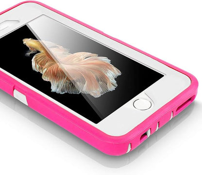 AICase iPhone 6 Case, iPhone 6S Case [Heavy Duty] Built-in Screen Protector Tough 3 in 1 Rugged Shockproof Cover for Apple iPhone 6/6S (Pink/White)